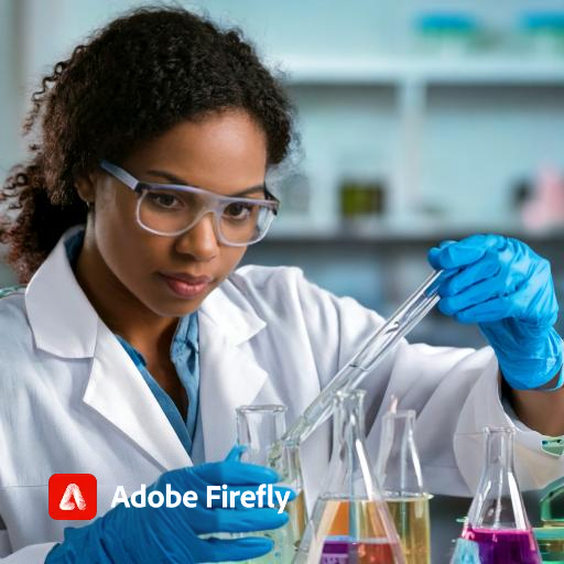 lady scientist of African decent wearing a lab coat using a pipette to transfer a purple liquid that is used to signify the use of reagents in Kenya